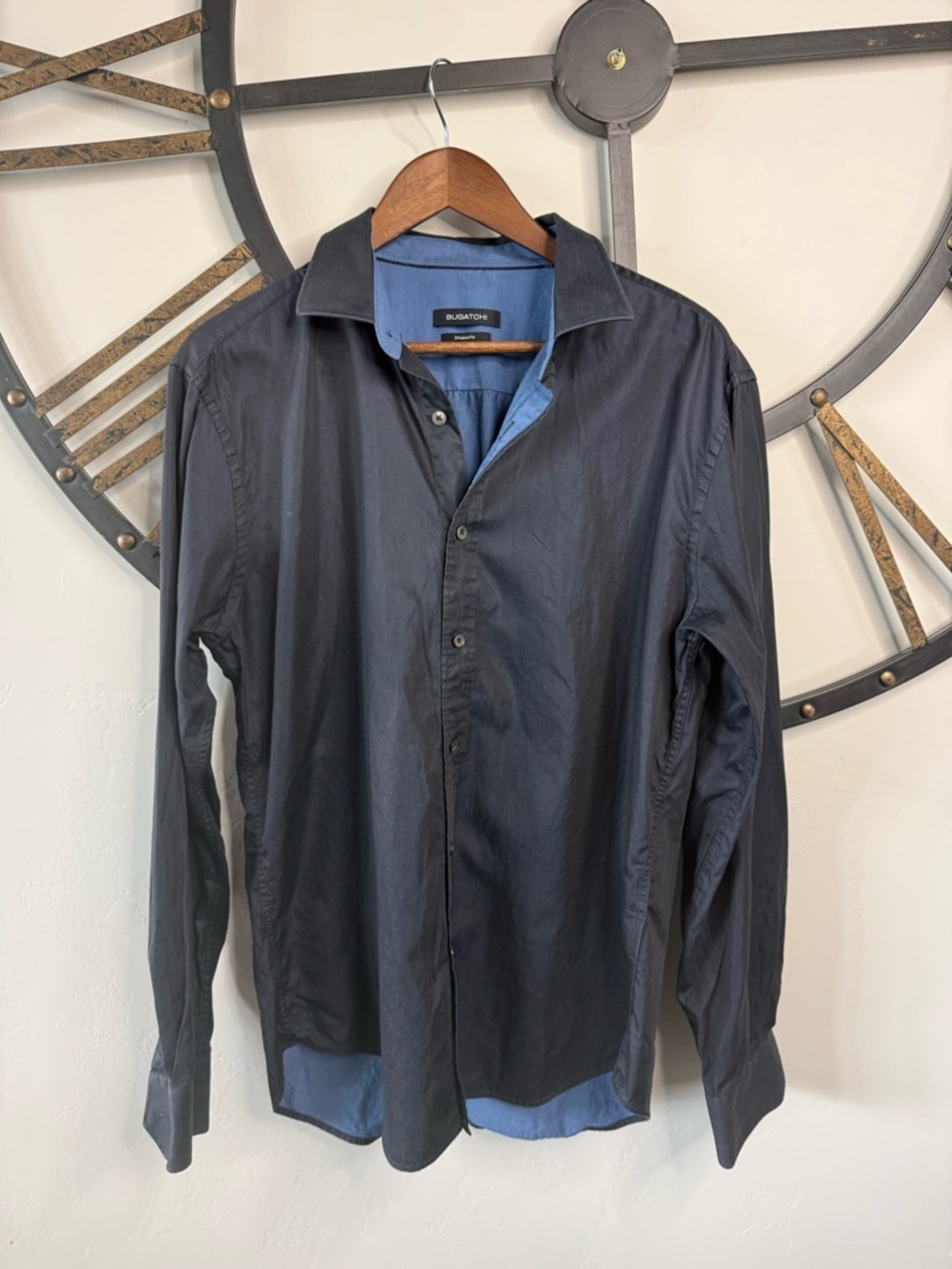 Bugatchi Black Shirt with Blue Interior